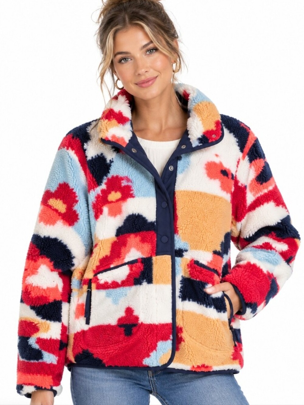 Free People Movement Hit The Slopes Printed Fleece Jacket Size S NWT